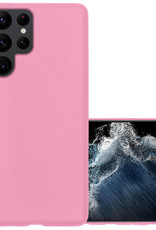NoXx Hoes Geschikt voor Samsung S22 Ultra Hoesje Cover Siliconen Back Case Hoes - Lichtroze