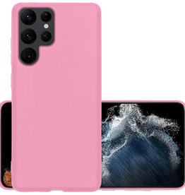 NoXx NoXx Samsung Galaxy S22 Ultra Hoesje Siliconen - Lichtroze