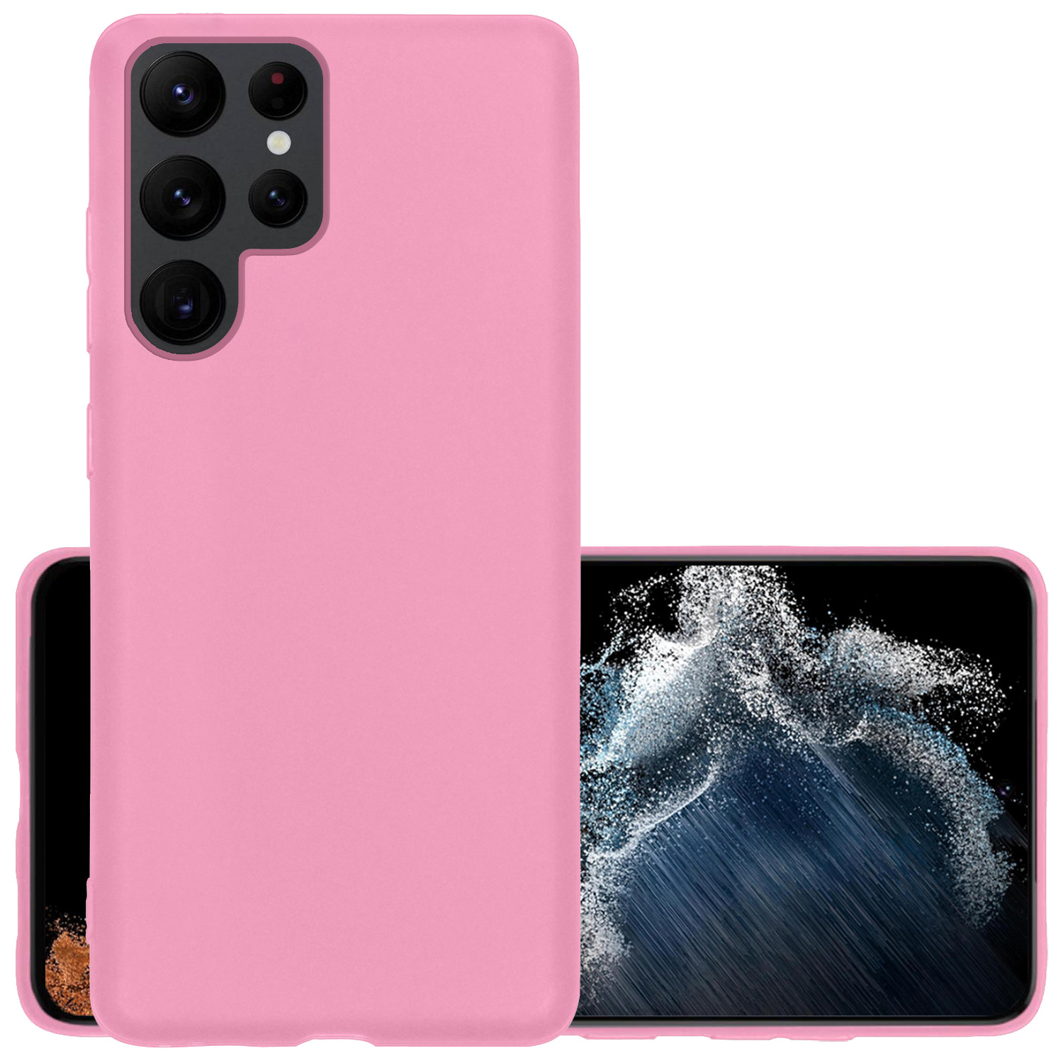 NoXx Hoes Geschikt voor Samsung S22 Ultra Hoesje Cover Siliconen Back Case Hoes - Lichtroze