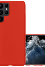 NoXx Hoes Geschikt voor Samsung S22 Ultra Hoesje Cover Siliconen Back Case Hoes - Rood