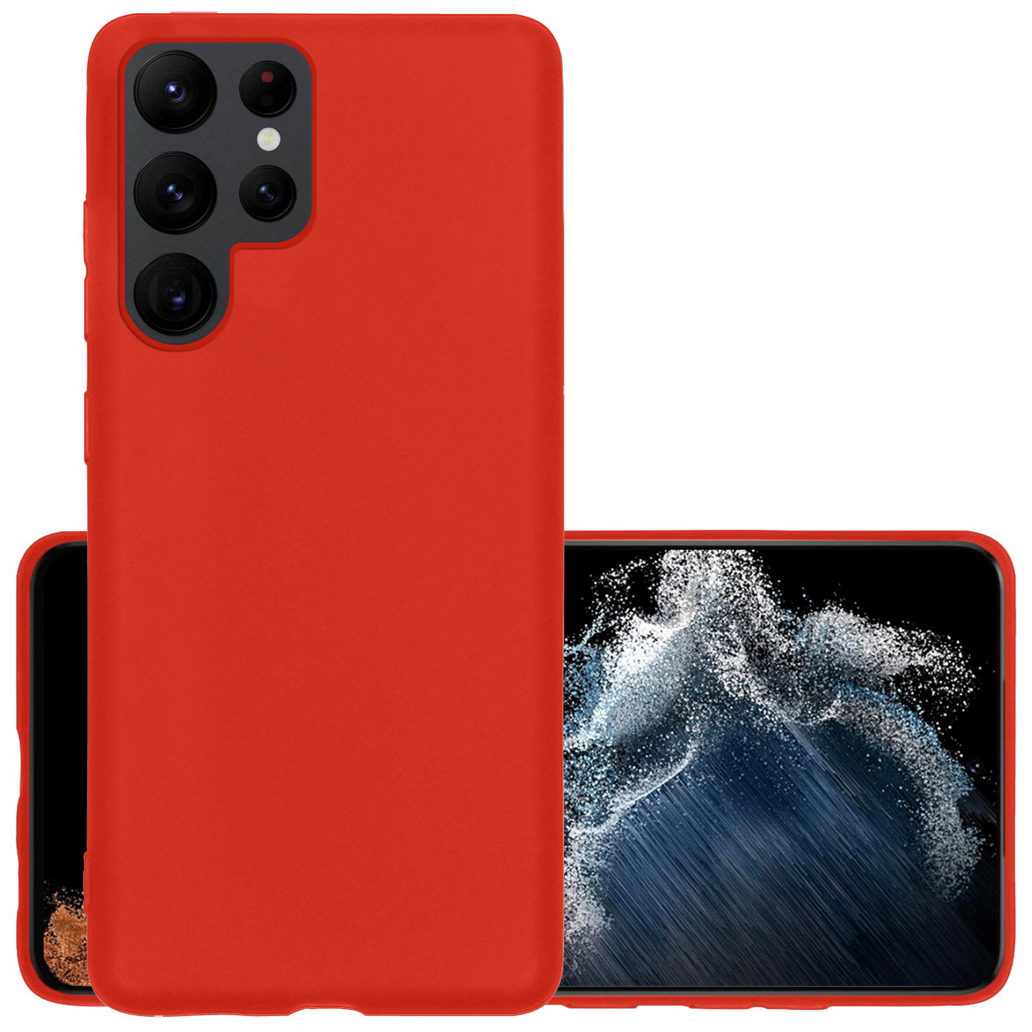 NoXx Hoes Geschikt voor Samsung S22 Ultra Hoesje Cover Siliconen Back Case Hoes - Rood
