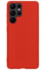 NoXx Hoes Geschikt voor Samsung S22 Ultra Hoesje Cover Siliconen Back Case Hoes - Rood