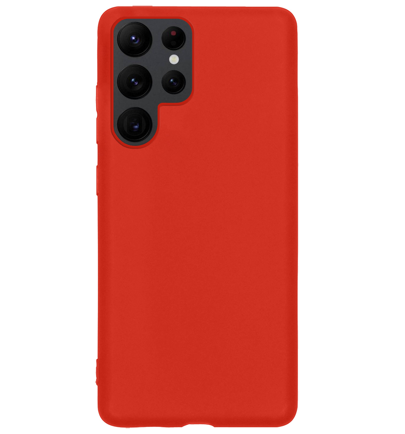 NoXx Hoes Geschikt voor Samsung S22 Ultra Hoesje Cover Siliconen Back Case Hoes - Rood