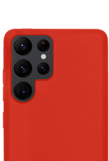 NoXx Hoes Geschikt voor Samsung S22 Ultra Hoesje Cover Siliconen Back Case Hoes - Rood
