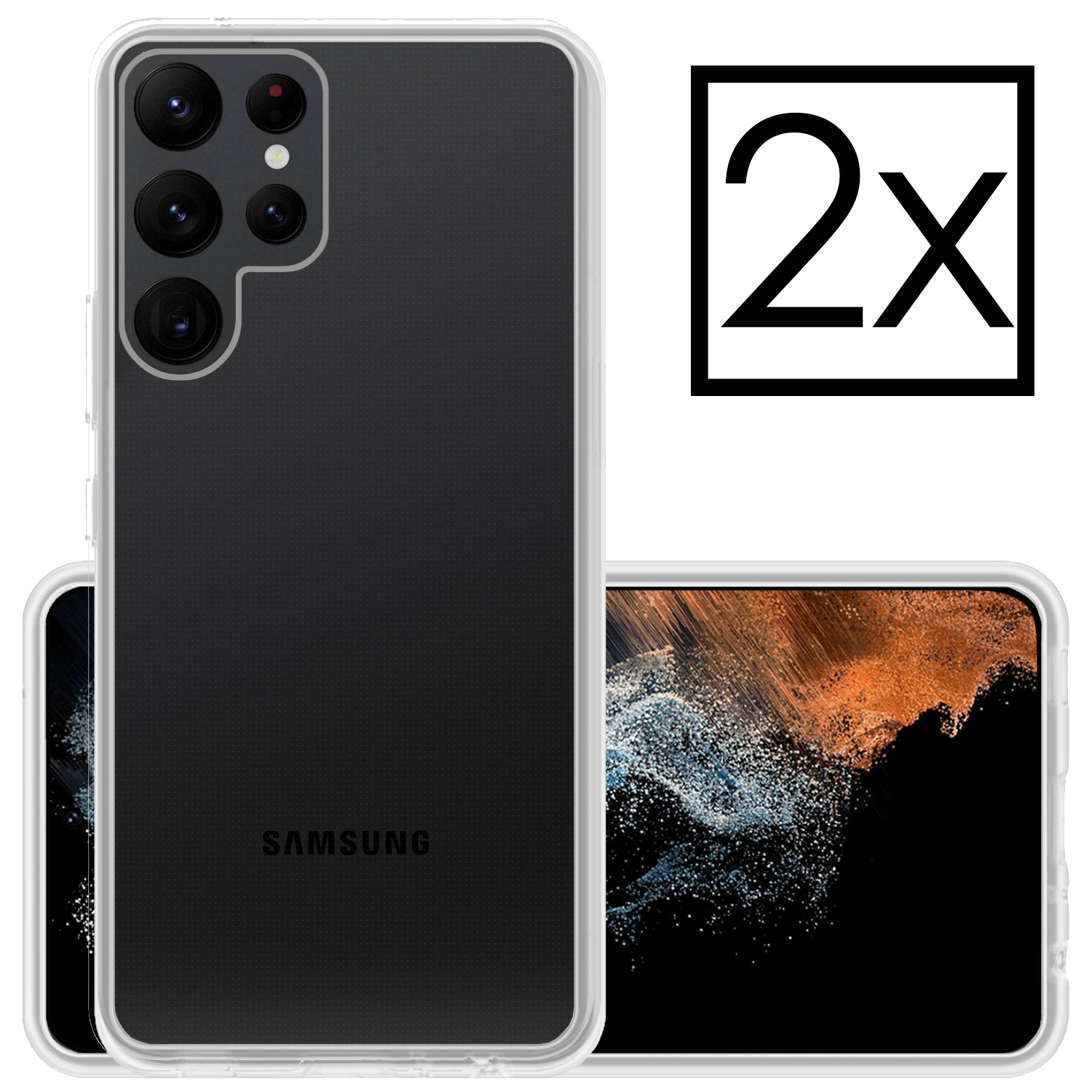 NoXx Hoes Geschikt voor Samsung S22 Ultra Hoesje Cover Siliconen Back Case Hoes - Transparant