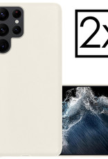 NoXx Hoes Geschikt voor Samsung S22 Ultra Hoesje Cover Siliconen Back Case Hoes - Wit