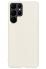 NoXx Hoes Geschikt voor Samsung S22 Ultra Hoesje Cover Siliconen Back Case Hoes - Wit