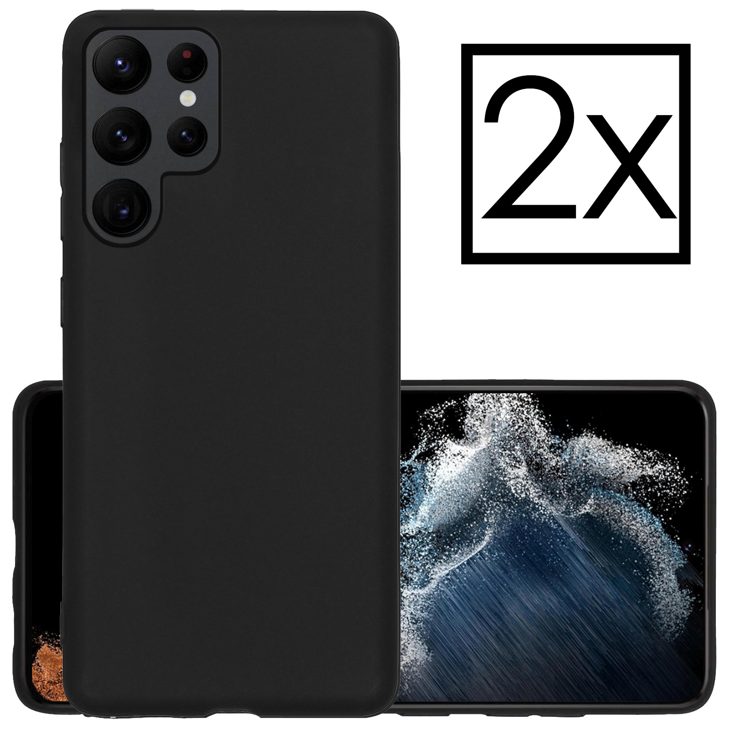 NoXx Hoes Geschikt voor Samsung S22 Ultra Hoesje Cover Siliconen Back Case Hoes - Zwart