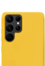 NoXx Hoes Geschikt voor Samsung S22 Ultra Hoesje Cover Siliconen Back Case Hoes - Geel - 2x