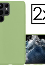 NoXx Hoes Geschikt voor Samsung S22 Ultra Hoesje Cover Siliconen Back Case Hoes - Groen - 2x