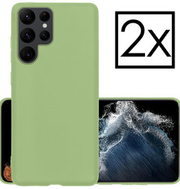 NoXx NoXx Samsung Galaxy S22 Ultra Hoesje Siliconen - Groen - 2 PACK