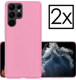 NoXx NoXx Samsung Galaxy S22 Ultra Hoesje Siliconen - Lichtroze - 2 PACK