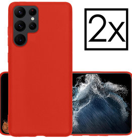 NoXx NoXx Samsung Galaxy S22 Ultra Hoesje Siliconen - Rood - 2 PACK