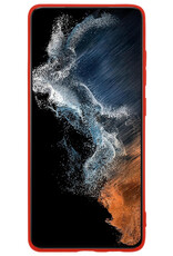 NoXx Hoes Geschikt voor Samsung S22 Ultra Hoesje Cover Siliconen Back Case Hoes - Rood - 2x