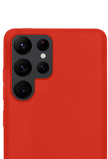 NoXx Hoes Geschikt voor Samsung S22 Ultra Hoesje Cover Siliconen Back Case Hoes - Rood - 2x