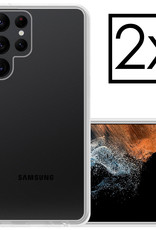 NoXx Hoes Geschikt voor Samsung S22 Ultra Hoesje Cover Siliconen Back Case Hoes - Transparant - 2x