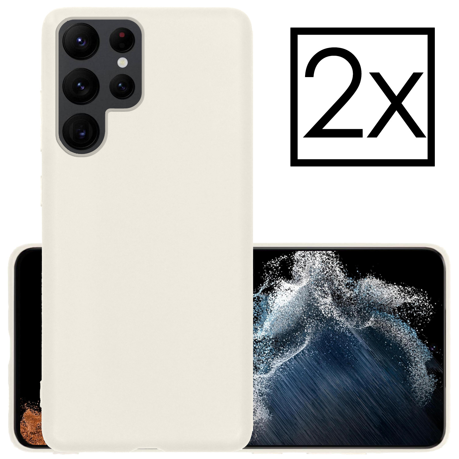 NoXx Hoes Geschikt voor Samsung S22 Ultra Hoesje Cover Siliconen Back Case Hoes - Wit - 2x