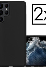 NoXx Hoes Geschikt voor Samsung S22 Ultra Hoesje Cover Siliconen Back Case Hoes - Zwart - 2x