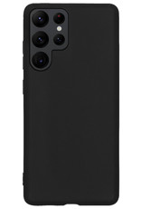 NoXx Hoes Geschikt voor Samsung S22 Ultra Hoesje Cover Siliconen Back Case Hoes - Zwart - 2x