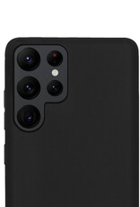 NoXx Hoes Geschikt voor Samsung S22 Ultra Hoesje Cover Siliconen Back Case Hoes - Zwart - 2x
