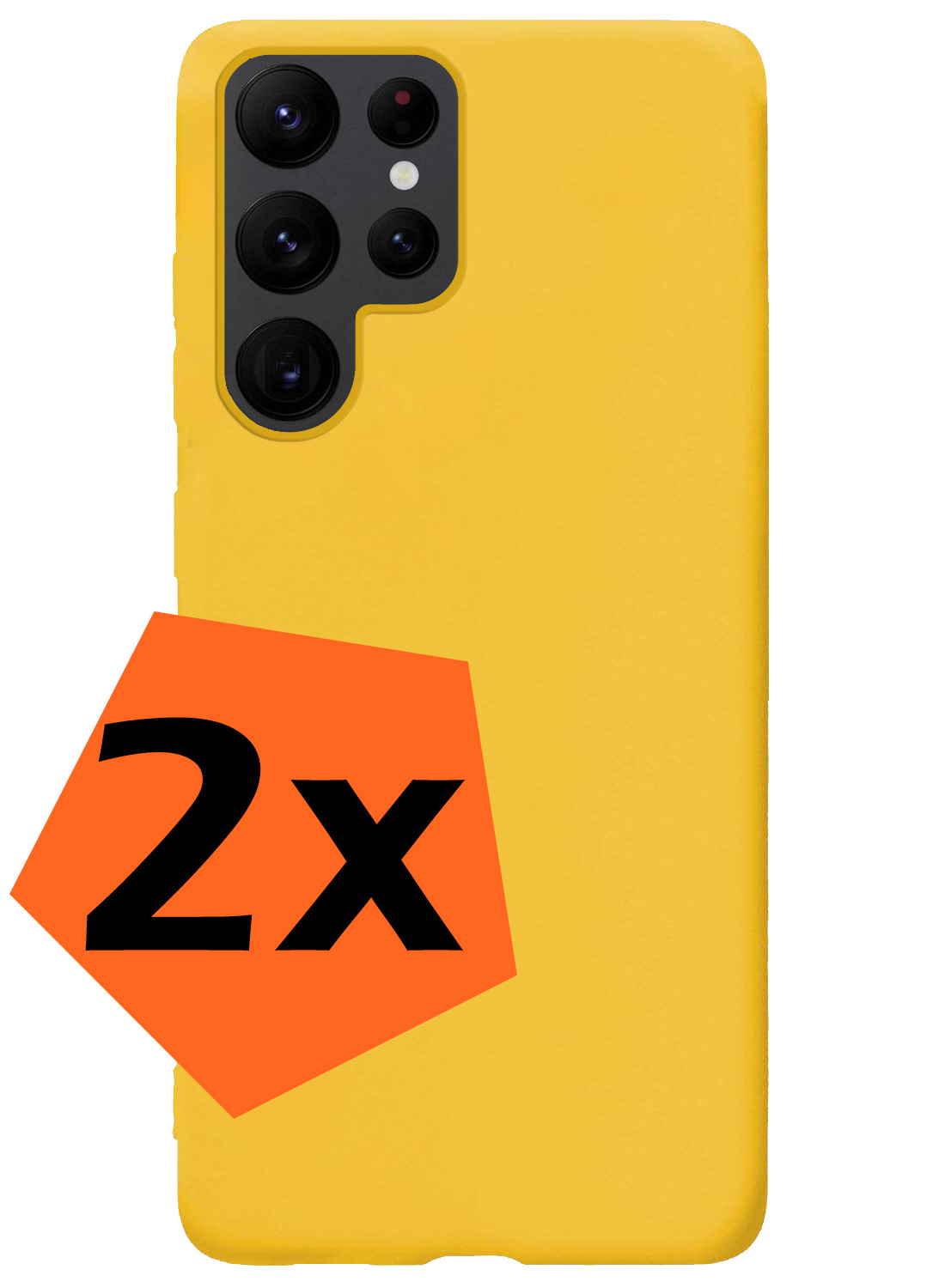Nomfy Hoesje Geschikt voor Samsung S22 Ultra Hoesje Siliconen Cover Case - Hoes Geschikt voor Samsung Galaxy S22 Ultra Hoes Back Case - 2-PACK - Geel
