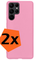 Nomfy Hoesje Geschikt voor Samsung S22 Ultra Hoesje Siliconen Cover Case - Hoes Geschikt voor Samsung Galaxy S22 Ultra Hoes Back Case - 2-PACK - Lichtroze