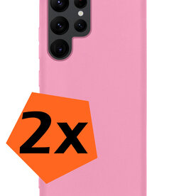 Nomfy Nomfy Samsung Galaxy S22 Ultra Hoesje Siliconen - Lichtroze - 2 PACK