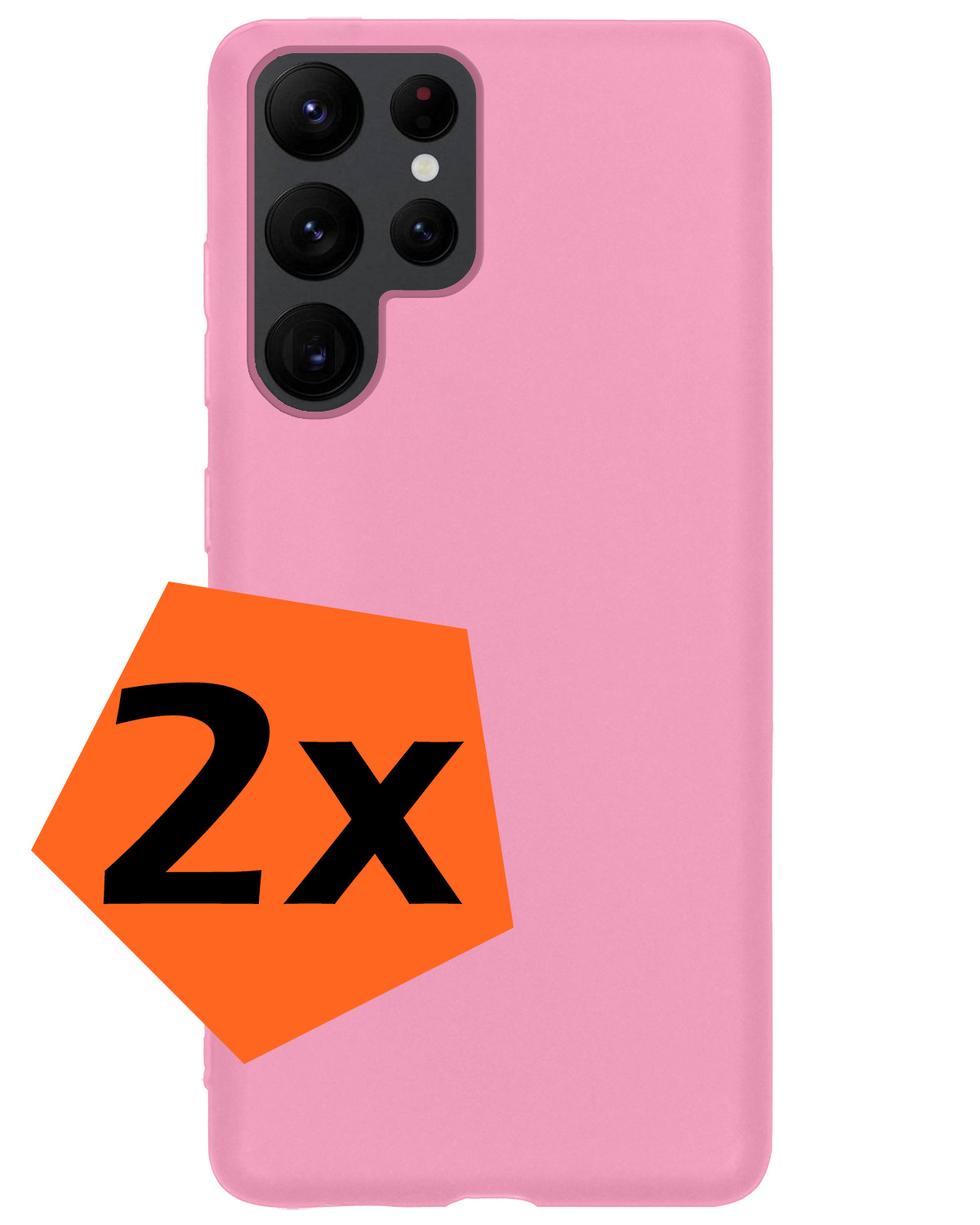 Nomfy Hoesje Geschikt voor Samsung S22 Ultra Hoesje Siliconen Cover Case - Hoes Geschikt voor Samsung Galaxy S22 Ultra Hoes Back Case - 2-PACK - Lichtroze