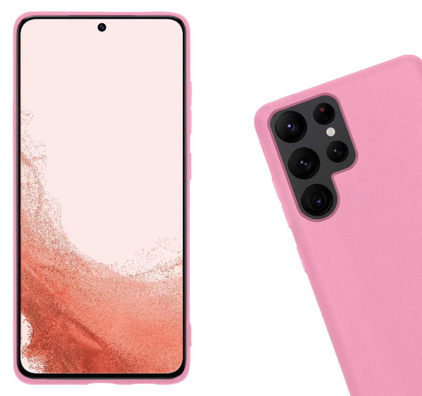 Nomfy Hoesje Geschikt voor Samsung S22 Ultra Hoesje Siliconen Cover Case - Hoes Geschikt voor Samsung Galaxy S22 Ultra Hoes Back Case - 2-PACK - Lichtroze