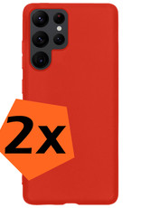 Nomfy Hoesje Geschikt voor Samsung S22 Ultra Hoesje Siliconen Cover Case - Hoes Geschikt voor Samsung Galaxy S22 Ultra Hoes Back Case - 2-PACK - Rood