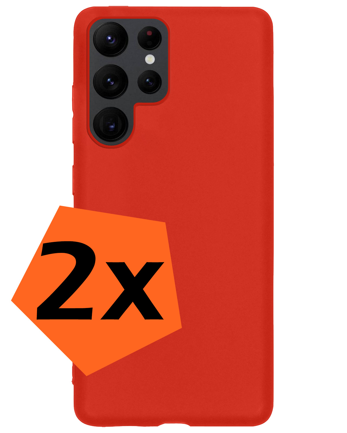 Nomfy Hoesje Geschikt voor Samsung S22 Ultra Hoesje Siliconen Cover Case - Hoes Geschikt voor Samsung Galaxy S22 Ultra Hoes Back Case - 2-PACK - Rood