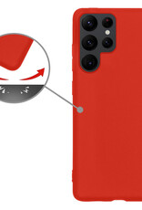 Nomfy Hoesje Geschikt voor Samsung S22 Ultra Hoesje Siliconen Cover Case - Hoes Geschikt voor Samsung Galaxy S22 Ultra Hoes Back Case - 2-PACK - Rood