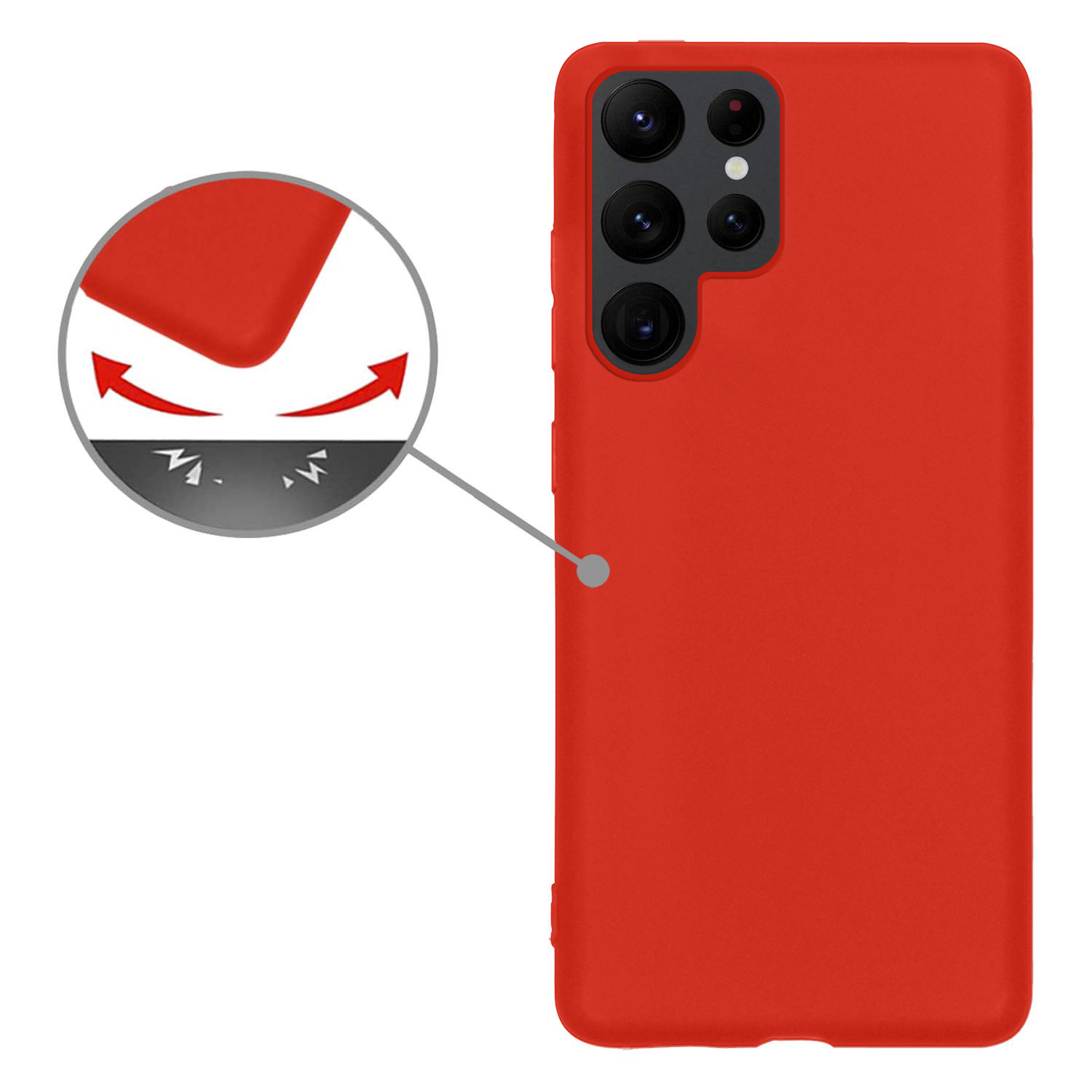 Nomfy Hoesje Geschikt voor Samsung S22 Ultra Hoesje Siliconen Cover Case - Hoes Geschikt voor Samsung Galaxy S22 Ultra Hoes Back Case - 2-PACK - Rood