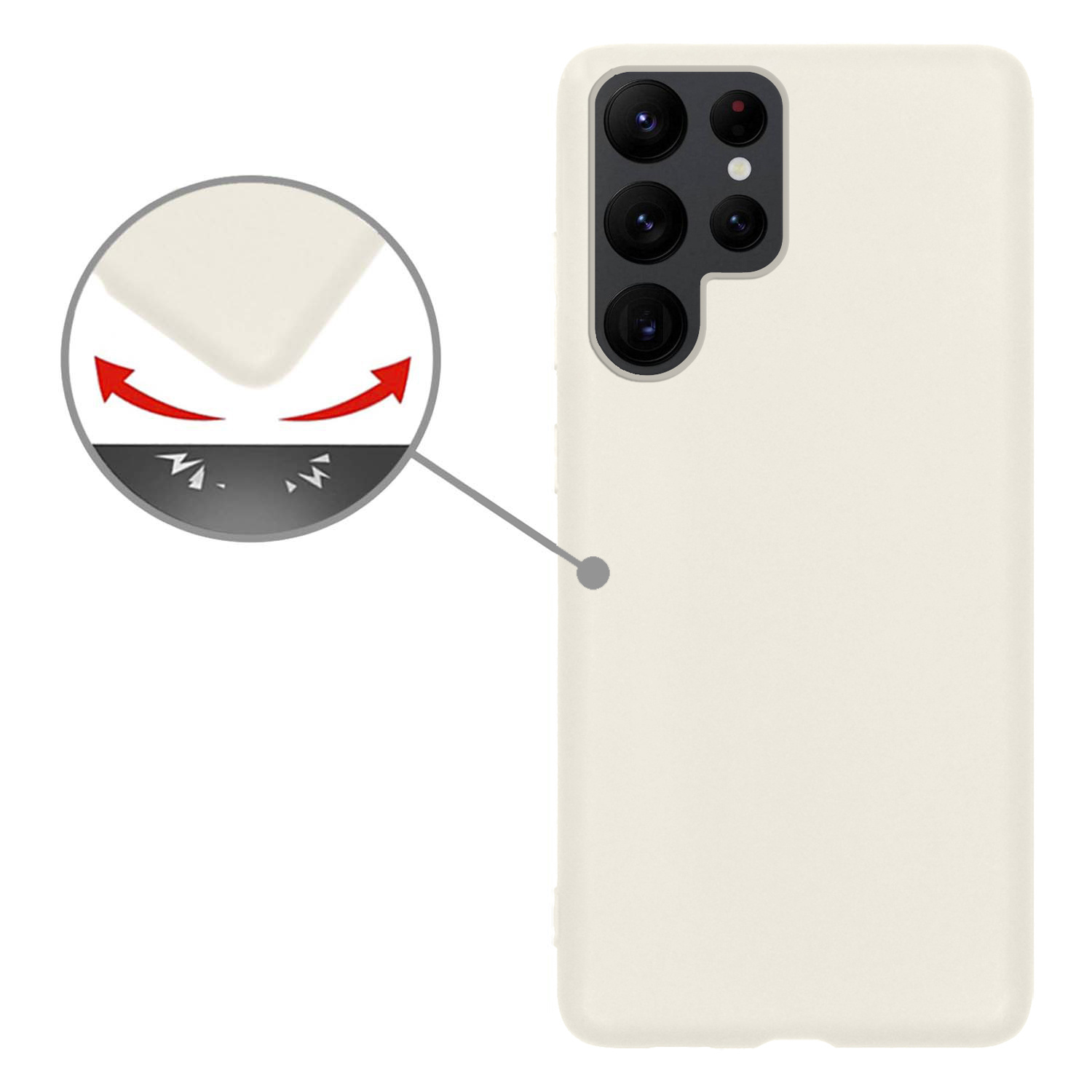 Nomfy Hoesje Geschikt voor Samsung S22 Ultra Hoesje Siliconen Cover Case - Hoes Geschikt voor Samsung Galaxy S22 Ultra Hoes Back Case - 2-PACK - Wit