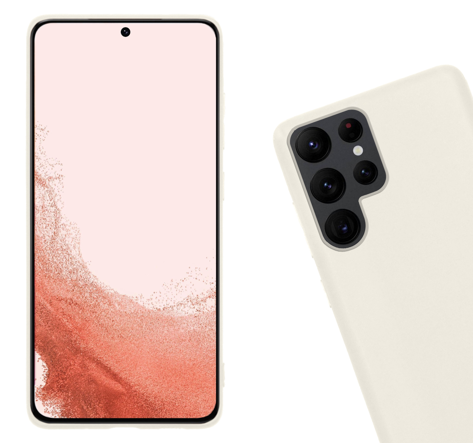 Nomfy Hoesje Geschikt voor Samsung S22 Ultra Hoesje Siliconen Cover Case - Hoes Geschikt voor Samsung Galaxy S22 Ultra Hoes Back Case - 2-PACK - Wit