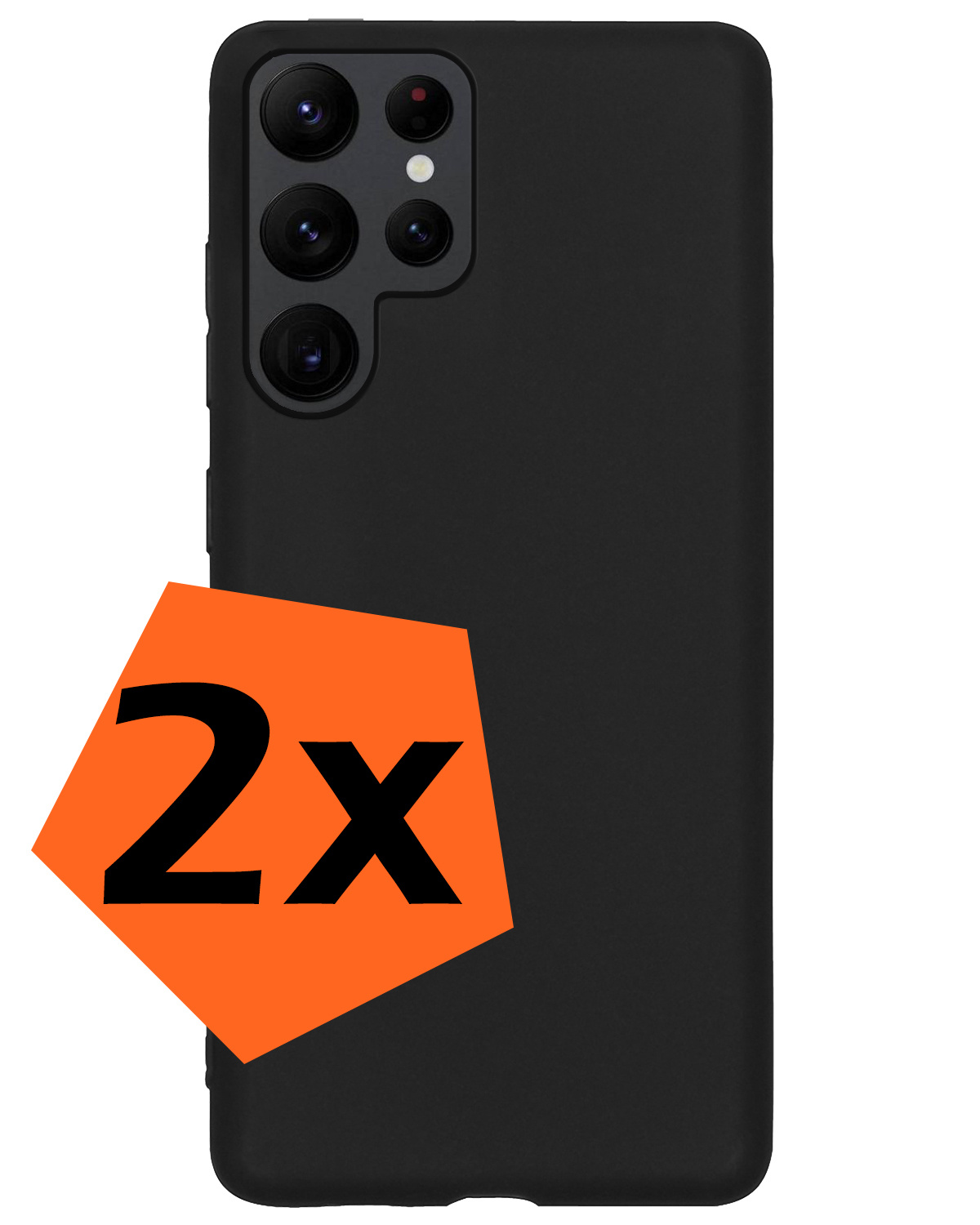 Nomfy Hoesje Geschikt voor Samsung S22 Ultra Hoesje Siliconen Cover Case - Hoes Geschikt voor Samsung Galaxy S22 Ultra Hoes Back Case - 2-PACK - Zwart