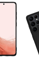 Nomfy Hoesje Geschikt voor Samsung S22 Ultra Hoesje Siliconen Cover Case - Hoes Geschikt voor Samsung Galaxy S22 Ultra Hoes Back Case - 2-PACK - Zwart