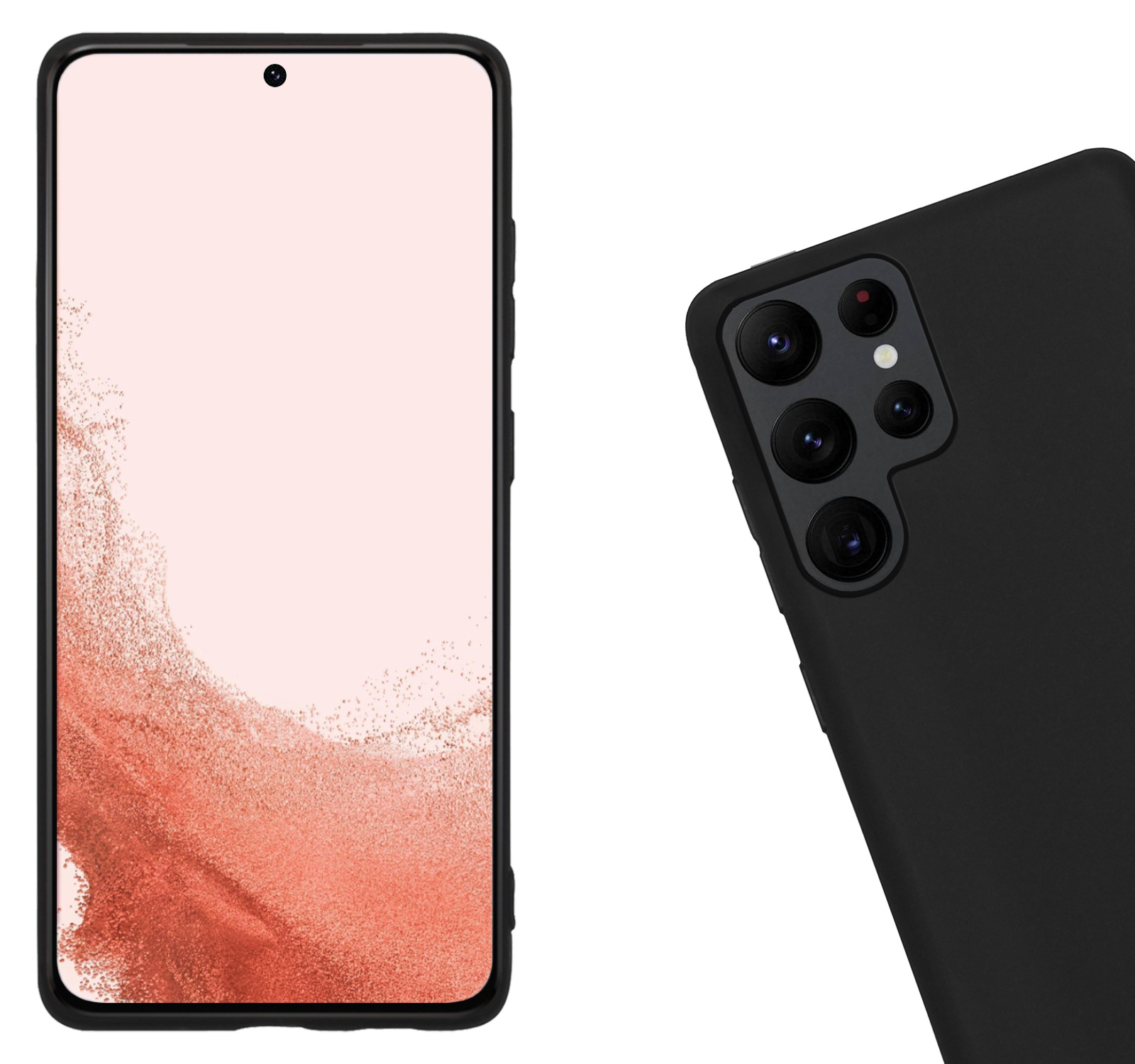 Nomfy Hoesje Geschikt voor Samsung S22 Ultra Hoesje Siliconen Cover Case - Hoes Geschikt voor Samsung Galaxy S22 Ultra Hoes Back Case - 2-PACK - Zwart