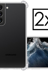 NoXx Hoes Geschikt voor Samsung S22 Hoesje Siliconen Cover Shock Proof Back Case Shockproof Hoes - Transparant - 2x