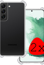 BASEY. Hoes Geschikt voor Samsung S22 Hoesje Shock Proof Case Hoes Siliconen - Hoesje Geschikt voor Samsung Galaxy S22 Hoes Cover Shockproof - Transparant - 2 Stuks
