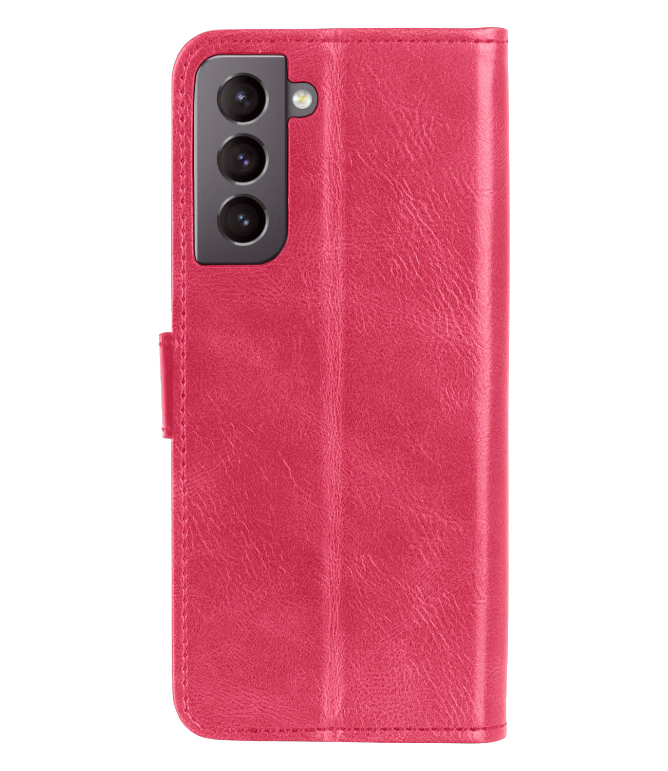 BASEY. Hoes Geschikt voor Samsung S22 Hoesje Bookcase Hoes Flip Case Book Cover - Hoesje Geschikt voor Samsung Galaxy S22 Hoes Book Case Hoesje - Donkerroze
