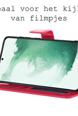 BASEY. Hoes Geschikt voor Samsung S22 Hoesje Bookcase Hoes Flip Case Book Cover - Hoesje Geschikt voor Samsung Galaxy S22 Hoes Book Case Hoesje - Donkerroze