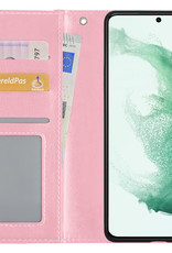 BASEY. Hoes Geschikt voor Samsung S22 Hoesje Bookcase Hoes Flip Case Book Cover - Hoesje Geschikt voor Samsung Galaxy S22 Hoes Book Case Hoesje - Lichtroze