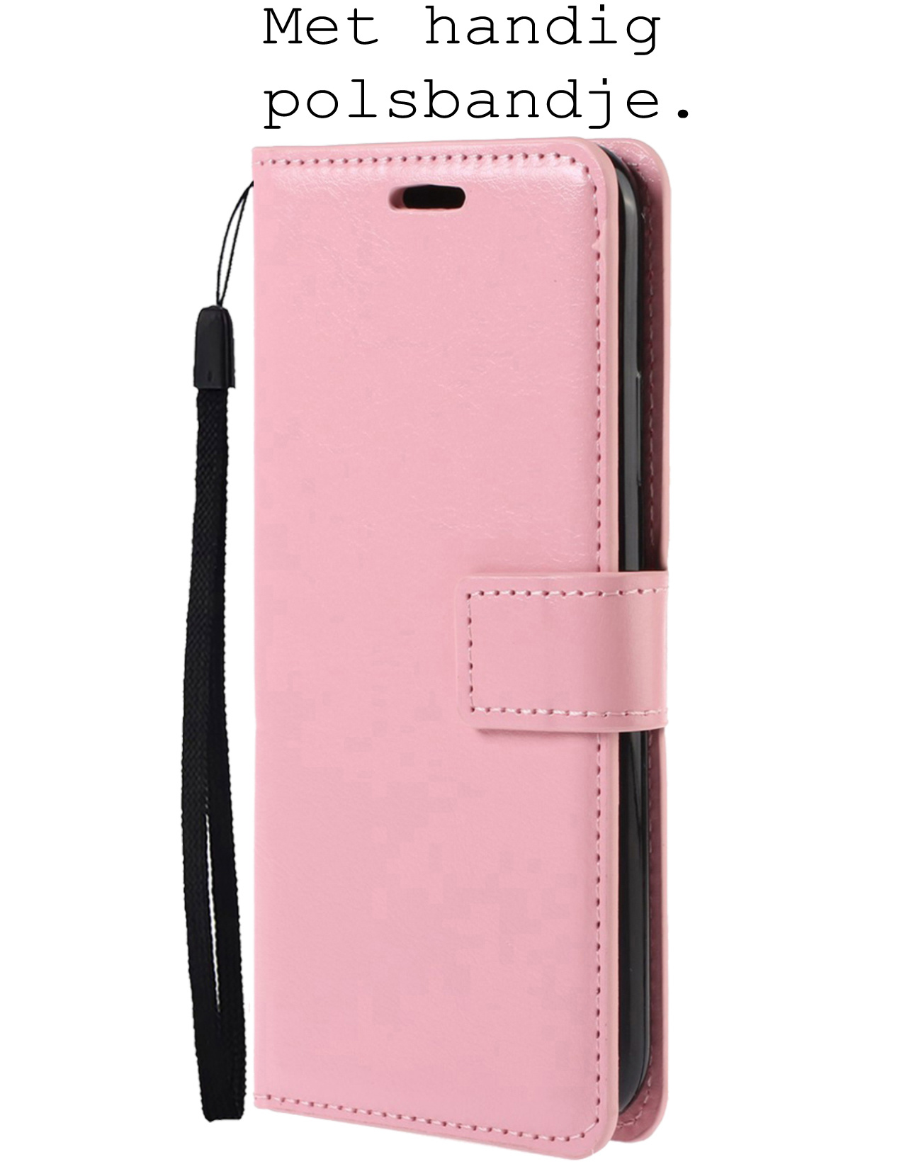 BASEY. Hoes Geschikt voor Samsung S22 Hoesje Bookcase Hoes Flip Case Book Cover - Hoesje Geschikt voor Samsung Galaxy S22 Hoes Book Case Hoesje - Lichtroze