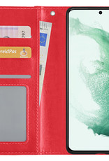 BASEY. Hoes Geschikt voor Samsung S22 Hoesje Bookcase Hoes Flip Case Book Cover - Hoesje Geschikt voor Samsung Galaxy S22 Hoes Book Case Hoesje - Rood