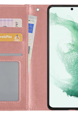BASEY. Hoes Geschikt voor Samsung S22 Hoesje Bookcase Hoes Flip Case Book Cover - Hoesje Geschikt voor Samsung Galaxy S22 Hoes Book Case Hoesje - Rosé goud