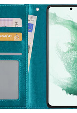 BASEY. Hoes Geschikt voor Samsung S22 Hoesje Bookcase Hoes Flip Case Book Cover - Hoesje Geschikt voor Samsung Galaxy S22 Hoes Book Case Hoesje - Turquoise