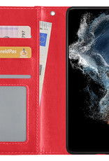 NoXx Hoes Geschikt voor Samsung S22 Hoesje Book Case Hoes Flip Cover Wallet Bookcase - Rood