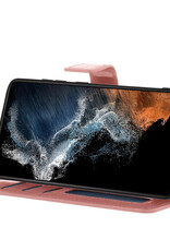 NoXx Hoes Geschikt voor Samsung S22 Hoesje Book Case Hoes Flip Cover Wallet Bookcase - Rosé goud