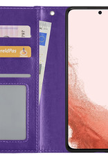 Nomfy Hoesje Geschikt voor Samsung S22 Hoes Bookcase Flipcase Book Cover - Hoes Geschikt voor Samsung Galaxy S22 Hoesje Book Case - Paars